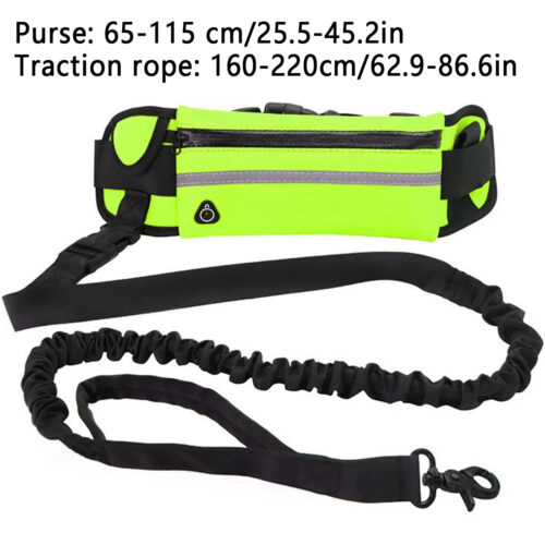 Hands Free Dog Running Waist Leash, Nylon Elastic Retractable Pet Traction Rope with Waist Bag & Reflective Buckle - D...