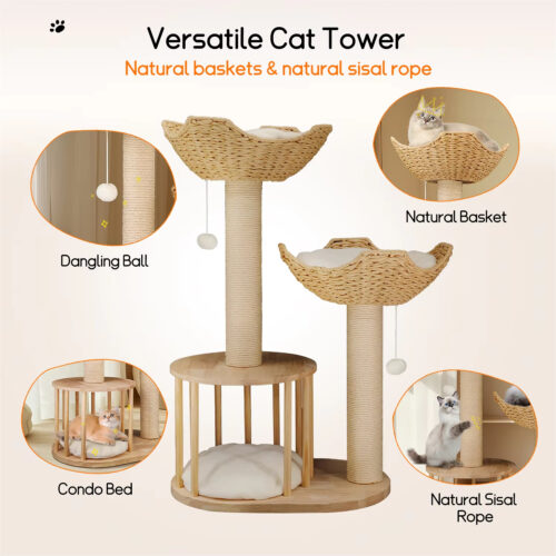 3‑Tier Cat Tree Tower with Sisal Scratching Post for Indoor Cats - Cat Trees - Wholesale Custom Pet Supplies & Pet P...