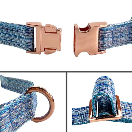 Adjustable Linen Dog Collar & Leash Set, Metal Buckle Pet Walking Training Towing Rope for Dogs - Dog Collars - Wholes...