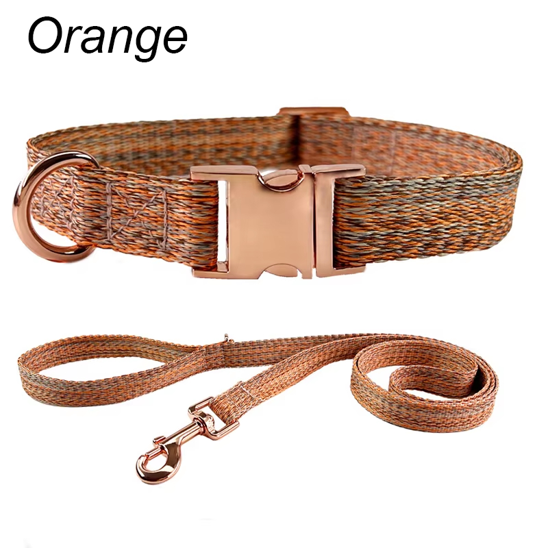 Adjustable Linen Dog Collar & Leash Set, Metal Buckle Pet Walking Training Towing Rope for Dogs - Dog Collars - dute.f...