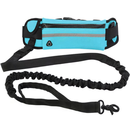 Hands Free Dog Running Waist Leash, Nylon Elastic Retractable Pet Traction Rope with Waist Bag & Reflective Buckle - D...