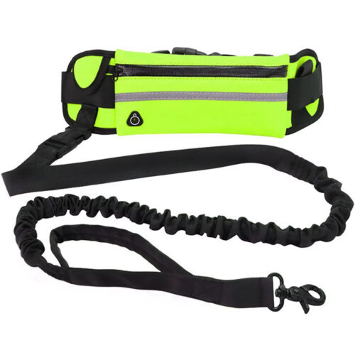 Hands Free Dog Running Waist Leash, Nylon Elastic Retractable Pet Traction Rope with Waist Bag & Reflective Buckle - D...