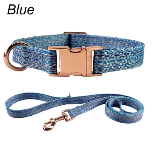 Adjustable Linen Dog Collar & Leash Set, Metal Buckle Pet Walking Training Towing Rope for Dogs - Dog Collars - Wholes...