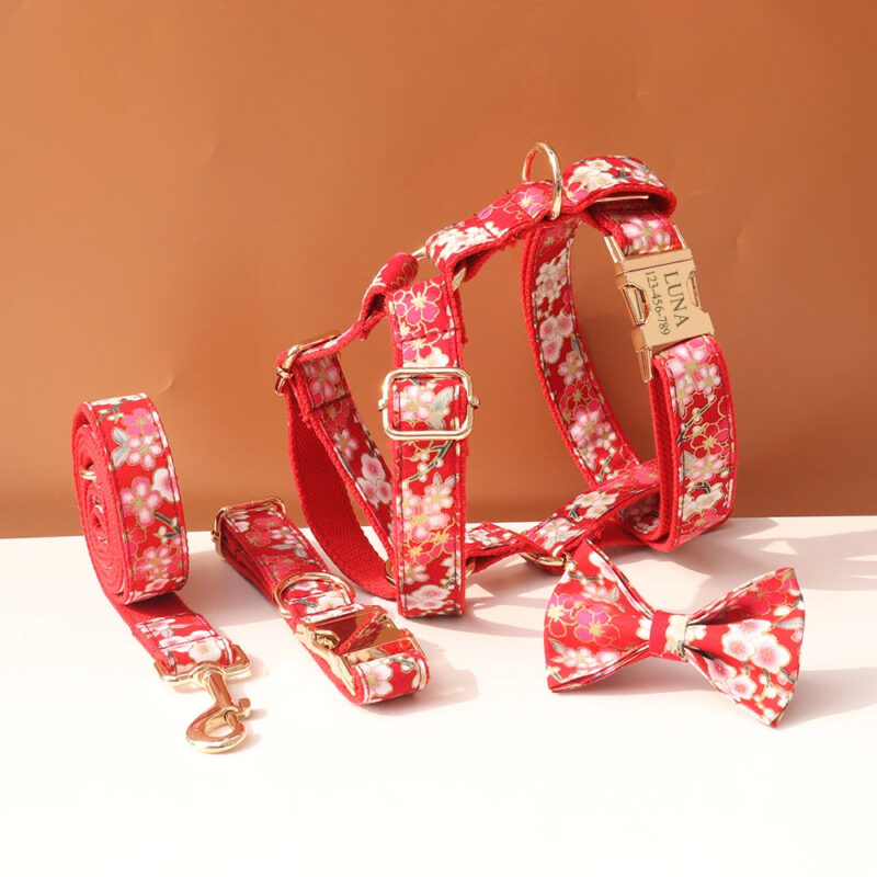 Personalized Red Dog Harness | Gold Foil Engraved Zinc Buckle For Small Dogs & Cats - Dog Harness - dute.fsxlbwindows.com