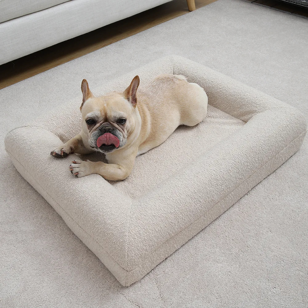 Rectangle Bolster Dog Bed, Washable Bouclé Soft Pet Sofa Bed For Small Medium Large Dogs - Cat Beds - dute.fsxlbwindows.com