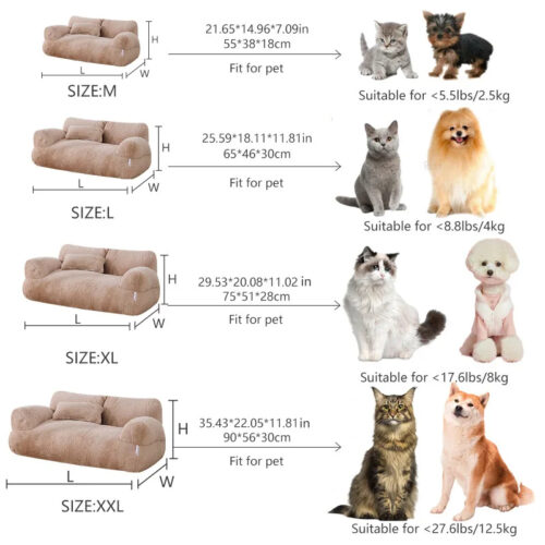 Plush Pet Sofa Bed with Pillow | Removable Washable Cover for Cats & Small Medium Dogs - Cat Beds - dute.fsxlbwindows.com