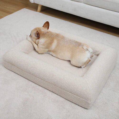 Rectangle Bolster Dog Bed, Washable Bouclé Soft Pet Sofa Bed For Small Medium Large Dogs - Cat Beds - dute.fsxlbwindows.com