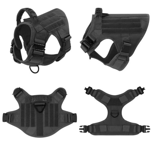 Tactical Dog Harness Collar Leash Set, Adjustable No Pull Pet Vest for Medium Large Dogs German Shepherd Outdoor Training ...