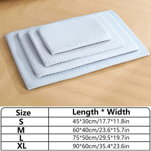 Ice Silk Cooling Pet Mat, Thick Breathable Non-Slip Washable Dog Cooling Sheet Bed Pad for Medium Large Dogs & Cats Su...