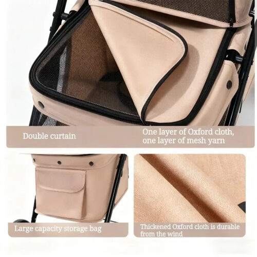 Double Layer Foldable Pet Stroller | 600D Oxford Dog & Cat Outdoor Trolley - Pet Strollers - dute.fsxlbwindows.com