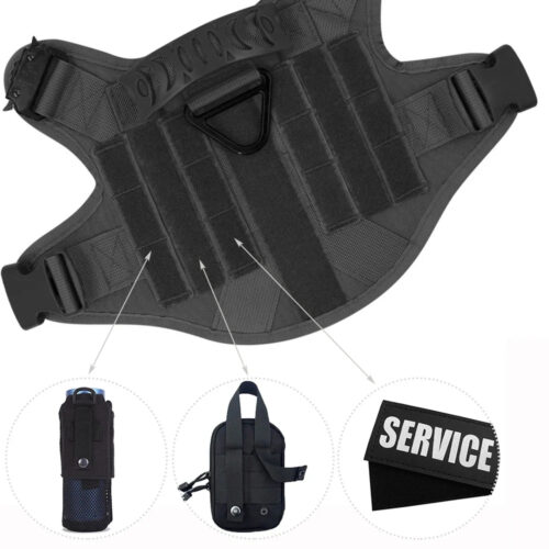 Tactical Dog Harness Collar Leash Set, Adjustable No Pull Pet Vest for Medium Large Dogs German Shepherd Outdoor Training ...