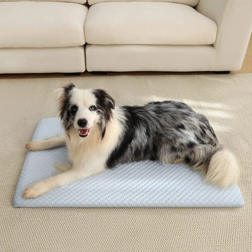 Ice Silk Cooling Pet Mat, Thick Breathable Non-Slip Washable Dog Cooling Sheet Bed Pad for Medium Large Dogs & Cats Su...