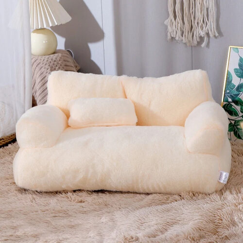 Plush Pet Sofa Bed with Pillow | Removable Washable Cover for Cats & Small Medium Dogs - Cat Beds - dute.fsxlbwindows.com
