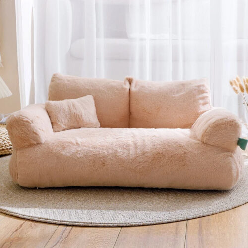 Plush Pet Sofa Bed with Pillow | Removable Washable Cover for Cats & Small Medium Dogs - Cat Beds - dute.fsxlbwindows.com