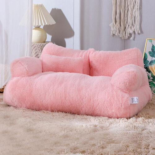 Plush Pet Sofa Bed with Pillow | Removable Washable Cover for Cats & Small Medium Dogs - Cat Beds - dute.fsxlbwindows.com