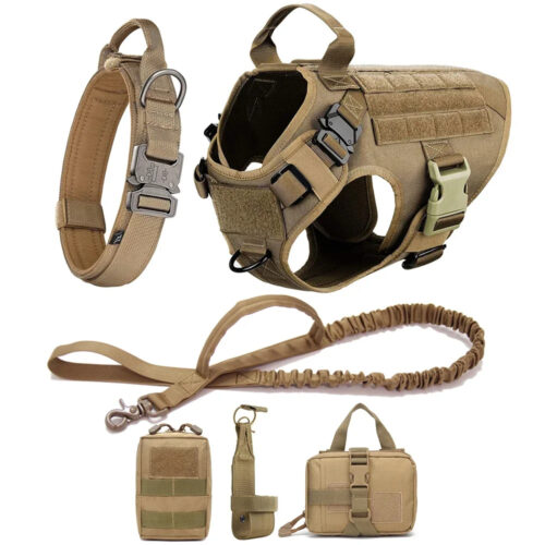 Tactical Dog Harness Collar Leash Set, Adjustable No Pull Pet Vest for Medium Large Dogs German Shepherd Outdoor Training ...
