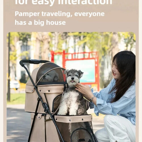 Double Layer Foldable Pet Stroller | 600D Oxford Dog & Cat Outdoor Trolley - Pet Strollers - dute.fsxlbwindows.com
