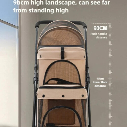 Double Layer Foldable Pet Stroller | 600D Oxford Dog & Cat Outdoor Trolley - Pet Strollers - dute.fsxlbwindows.com