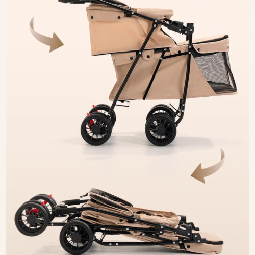 Double Layer Foldable Pet Stroller | 600D Oxford Dog & Cat Outdoor Trolley - Pet Strollers - dute.fsxlbwindows.com
