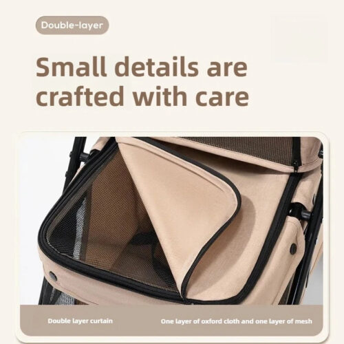 Double Layer Foldable Pet Stroller | 600D Oxford Dog & Cat Outdoor Trolley - Pet Strollers - dute.fsxlbwindows.com