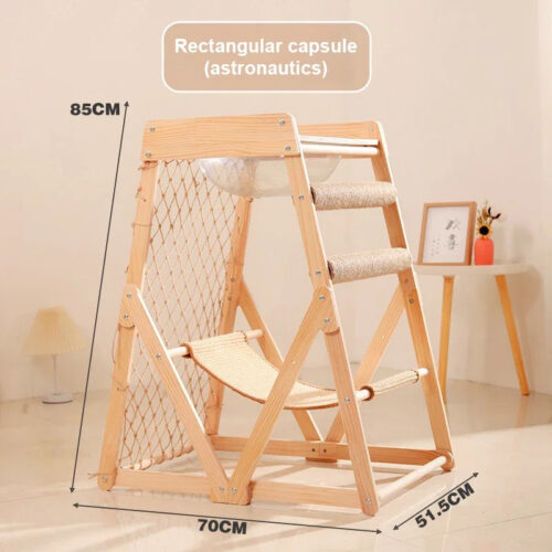 Solid Wood Cat Tree With Space Capsule, Hammock & Sisal Scratching Board - Cat Trees - Wholesale Custom Pet Supplies &...