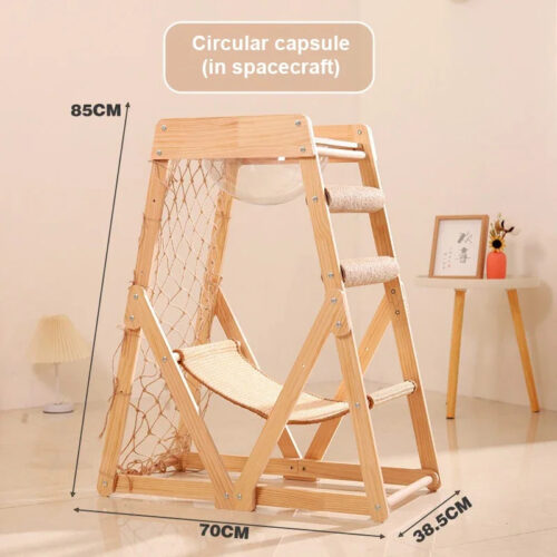 Solid Wood Cat Tree With Space Capsule, Hammock & Sisal Scratching Board - Cat Trees - Wholesale Custom Pet Supplies &...