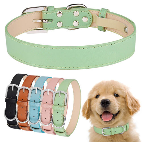 Multi‑color soft faux leather dog collars for pets
