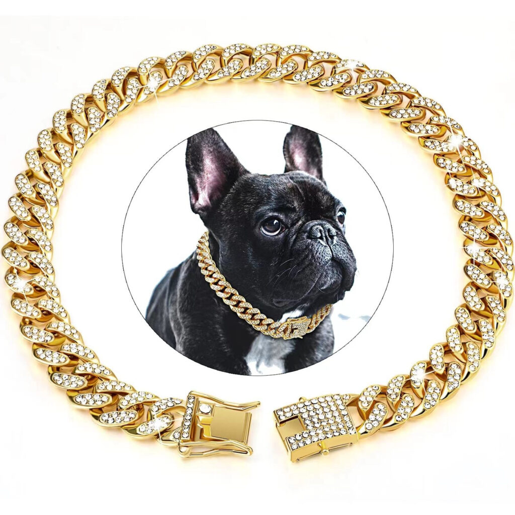 wholesale gold cuban link dog collar for large dog