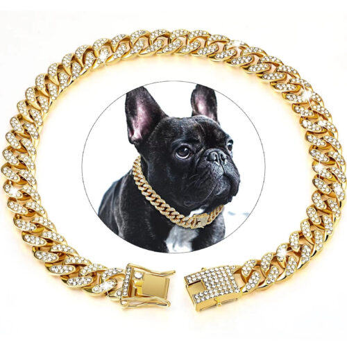 wholesale gold cuban link dog collar for large dog