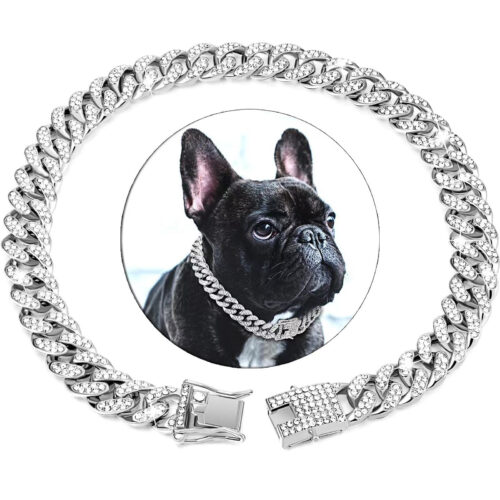 wholesale silver cuban link dog collar for medium large dog