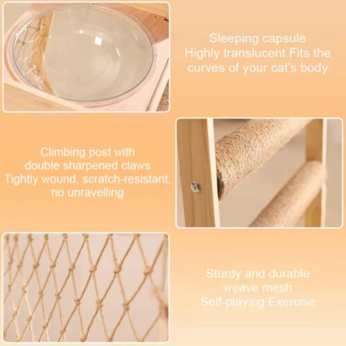 Sisal scratching board detail of wooden cat climbing frame