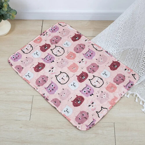Cute cartoon animal face printed pet training pad 60x45cm with adhesive strips, leak‑proof dog pee pad