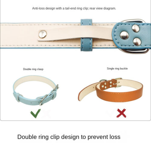 Pet dog collar double‑ring clip anti‑lost design comparison