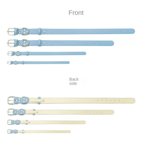 Adjustable dog collar multi‑size front and back view chart